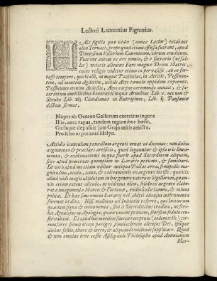 Lectori Laurentius Pignorius