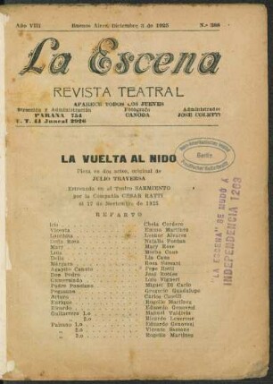 La vuelta al nido : pieza en dos actos