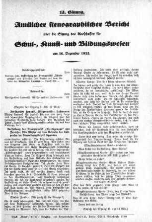 Sitzung 13, 16. Dezember 1933