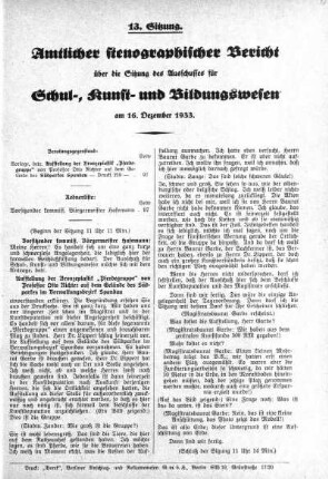 Sitzung 13, 16. Dezember 1933