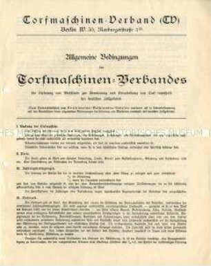Allgemeine Bedingungen für die Lieferung von Maschinen zur Gewinnung und Bearbeitung von Torf innerhalb des deutschen Zollgebietes
