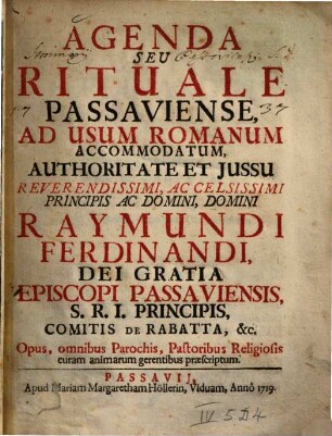 Agenda seu rituale Passaviense : ad usum Romanum accommodatum