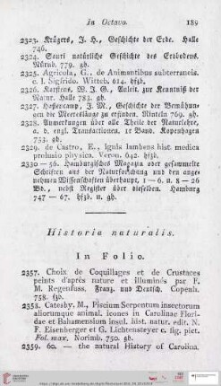 Historica naturalis (Nr. 2357 - 2726)
