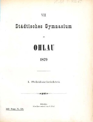 Schulnachrichten, 1878/79 = Jg. 7
