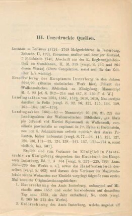 III. Ungedruckte Quellen