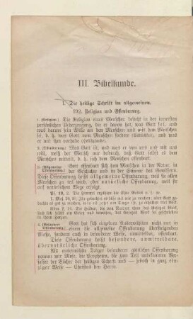 III. Bibelkunde