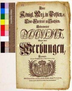 Mandat von Friedrich August I. Kurfürst von Sachsen betreffend die Anwerbung von Soldaten