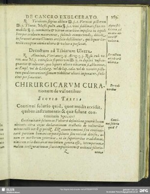 Chirugicarum Curationum de vulneribus Sectio Tertia