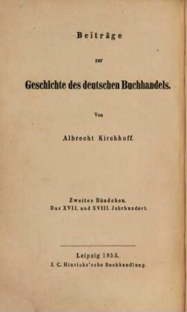 Beiträge zur Geschichte des deutschen Buchhandels, 2