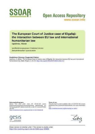 The European Court of Justice case of Elgafaji: the interaction between EU law and international humanitarian law