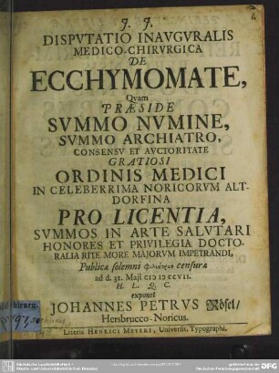 Disputatio Inauguralis Medico-Chirurgica De Ecchymomate