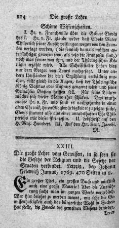 Die große Lehre vom Gewissen, in so fern sie die Gesetze der Religion und die Gesetze der Staaten verbindet.