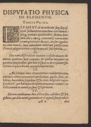 Disputatio Physica De Elementis.
