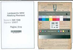 Entnazifizierung Erna Peglow , geb. 28.09.1902 (Postassistentin)
