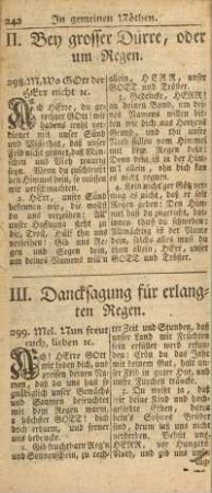 II. Bey grosser Dürre, oder um Regen