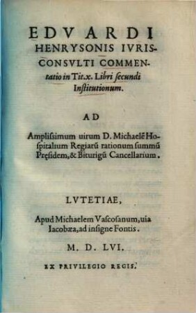 Commentatio in Tit. X. libri secundi Institutionum
