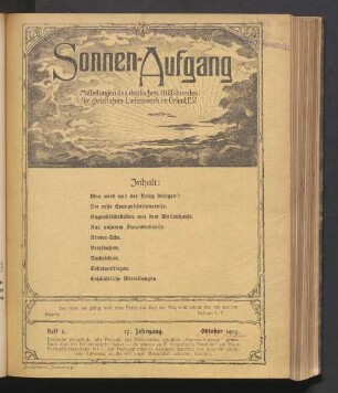 Heft 1. 17. Jahrgang. Oktober 1914