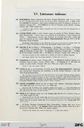 Littérature italienne (Nr. 248-260)
