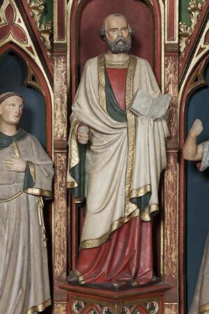 Linke Nische mit Heilgenfiguren — Heiliger Benedikt