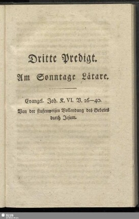 Dritte Predigt. Am Sonntage Lätare