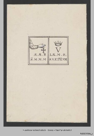 Zeichnungen von Wappen und Abzeichen : Wappen der Scuola di Santa Maria della Misericordia und der Scuola di Sant'Orsola an den Case Pollini der Ruga Giuffa in Venedig