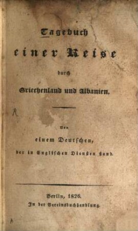Tagebuch einer Reise durch Griechenland und Albanien
