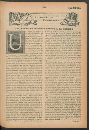 Literatura francesa : Una noche de invierno frente a la esfinge