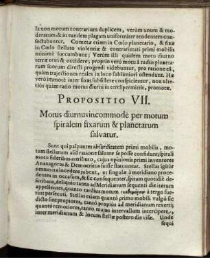 Propositio VII. Motus diurnus incommode per motum spiralem fixarum & planetarum salvatur.