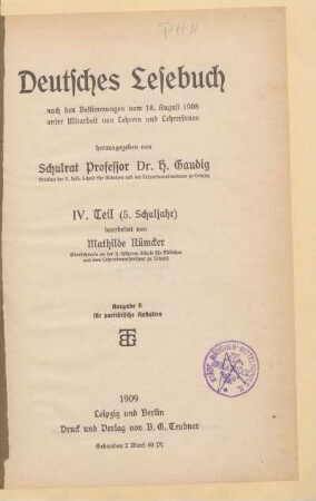 Teil 4 = (5. Schuljahr), [Schülerband]: [Teil 4 = (5. Schuljahr), [Schülerband]]
