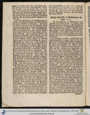 Kriegs-Vorfälle in Westflandern im Jahre 1793.
