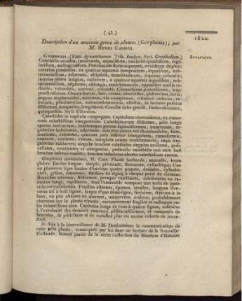 Description d'un nouveau genere de plantes (Gnephosis)