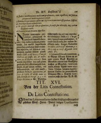 Tit. XVI. Von der Litis Contestation. [...]