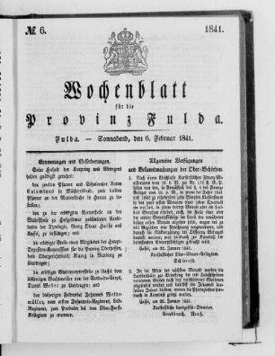Nr. 6, Ausgabe vom 6. Februar 1841