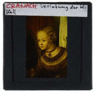 Cranach, Verlobung der Hl. Katharina (Anhaltische Gemäldegalerie) : Detail (rechts)