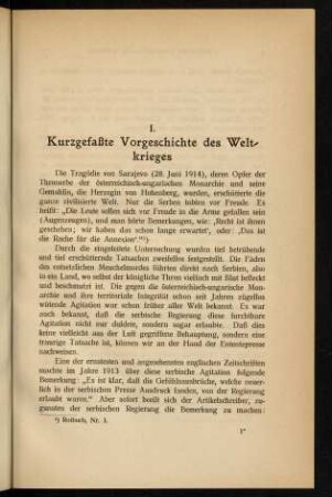 3-7, I. Kurzgefapte Vorgeschichte des Weltkrieges.