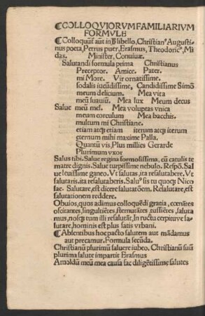 Colloquiorum Familiarium Formule