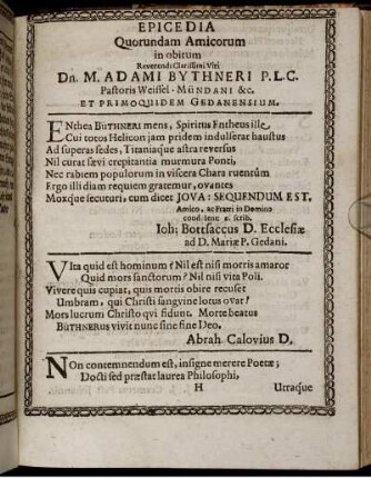 Epicedia Quorundam Amicorum