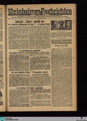 Weinheimer Nachrichten : Weinheimer Anzeiger ; Weinheimer Zeitung ; Weinheimer Morgen ; Amtsblatt der Stadt Weinheim
