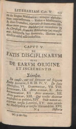 Caput V. De Fatis Disciplinarum Sive De Earum Origine Et Incrementis