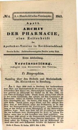 Archiv der Pharmazie : chemistry in life sciences. 26. 1841