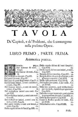 Tavola De'Capitoli, e de'Problemi, che si contengono nella presente Opera.