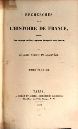 Recherches sur l'histoire de France, 1