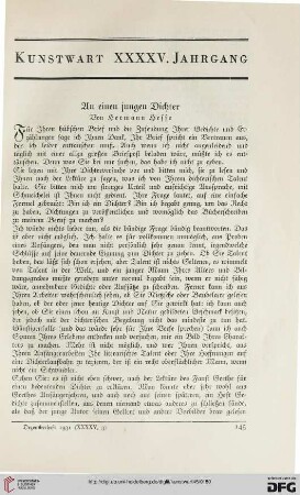An einen jungen Dichter