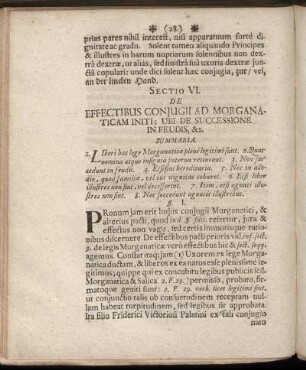 Sectio VI. De Effectibus Conjugii Ad Morganaticam Initi [...]
