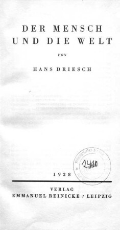 Der Mensch und die Welt