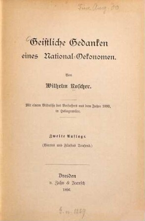 Geistliche Gedanken eines National-Oekonomen