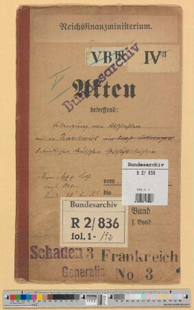 Erlangung von Abschriften aus in Frankreich befindlichen deutschen Geschäftsbüchern