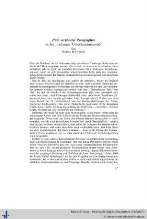 Zwei vergessene Paragraphen in der Freiburger Gründungsurkunde?.