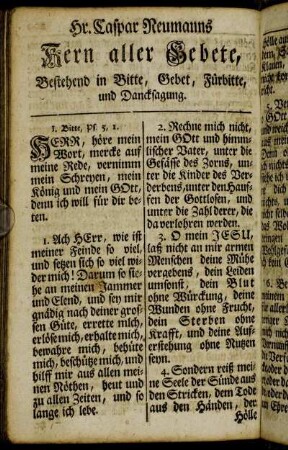Hr. Caspar Neumanns Kern aller Gebete, Bestehend in Bitte, Gebet, Fürbitte, und Dancksagung