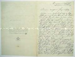 Brief von Bernhard Rostosky an seine Frau